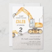 Dump Everything Construction Truck 2nd Birthday Einladung (Vorderseite)