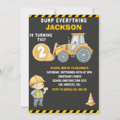DUMP EVERYTHING – Construction Truck 2nd Birthday  Einladung (Vorderseite)