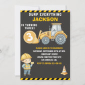 DUMP EVERYTHING – Construction Truck 3rd Birthday  Einladung (Vorderseite)