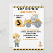 DUMP EVERYTHING – Construction Truck 3rd Birthday  Einladung (Vorderseite)