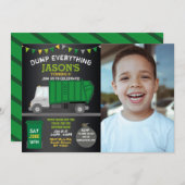 Dump Everything Fun Rubbish Truck Birthday Foto Einladung (Vorne/Hinten)