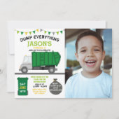 Dump Everything Fun Rubbish Truck Birthday Foto Einladung (Vorderseite)