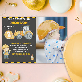 "DUMP EVERYTHING! Photo –Construction 2nd Birthday Einladung