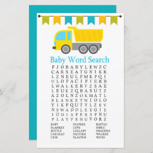 Dump LKW Baby Shooter Word Search Game