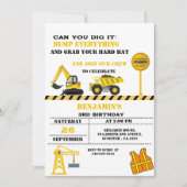 Dump LKW Bau Thema Geburtstag Einladung (Vorderseite)