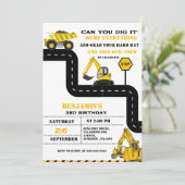 Dump LKW Bau Thema Geburtstag Einladung (Stehend Vorderseite)