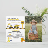 Dump LKW Bau Thema Geburtstag Einladung (Stehend Vorderseite)