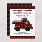 Dump LKW Buffalo Kariert Construction Geburtstag Einladung (Vorne/Hinten)
