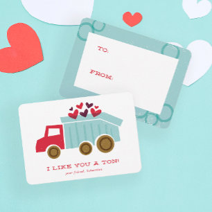 Dump LKW Kids Classroom Valentine's Day Card Dankeskarte