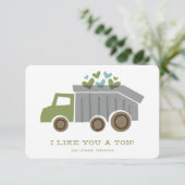 Dump LKW Kids Classroom Valentine's Day Card Dankeskarte (Stehend Vorderseite)