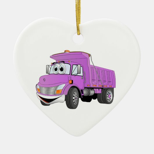 Dump Truck 2 Axel Lila Cartoon Keramik Ornament (Vorne)