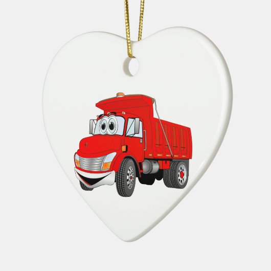 Dump Truck 2 Axel Red Cartoon Keramik Ornament (Links)