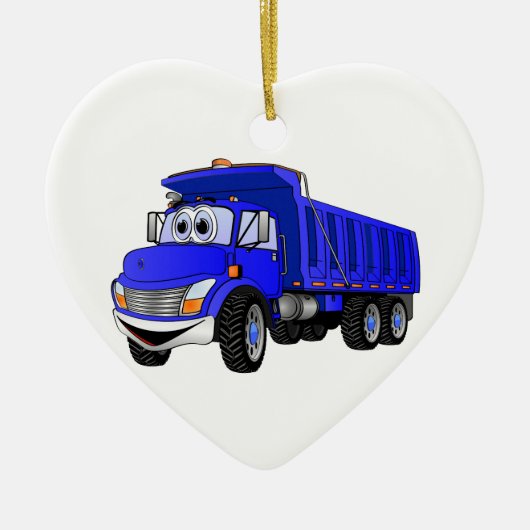 Dump Truck 3 Axel Blue Cartoon Keramik Ornament (Vorne)