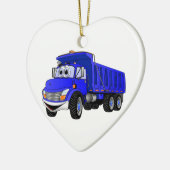 Dump Truck 3 Axel Blue Cartoon Keramik Ornament (Links)