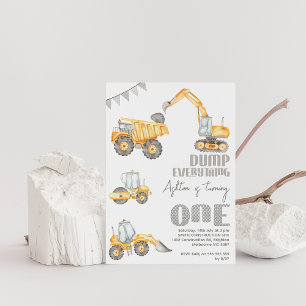 Dump Truck Alles Bau 1. Geburtstag Einladung