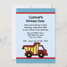 Dump Truck and Button Strip Birthday Party Einladung