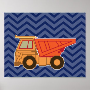 Dump Truck auf zigzag Zickzack - Blau Poster