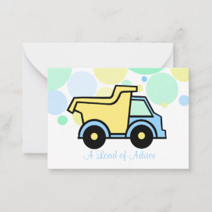 Dump Truck Baby Shower Advisor Cards Hinweiskarte