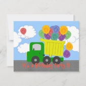 Dump Truck Balloons Birthday Invite Einladung (Vorderseite)