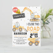 Dump Truck Bau Thema Party Geburtstag Einladung (Stehend Vorderseite)