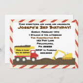 Dump Truck Birthday Einladung (Vorne/Hinten)