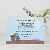 Dump Truck Birthday Einladung (Stehend Vorderseite)