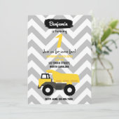 Dump Truck Birthday Einladung für Junge oder Mädch (Stehend Vorderseite)