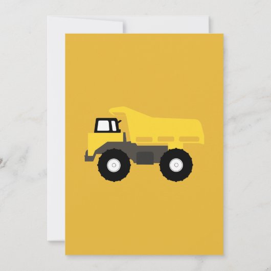 Dump Truck Birthday Einladung für Junge oder Mädch (Rückseite)