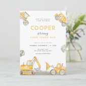 Dump Truck Boy Construction Birthday Einladung (Stehend Vorderseite)