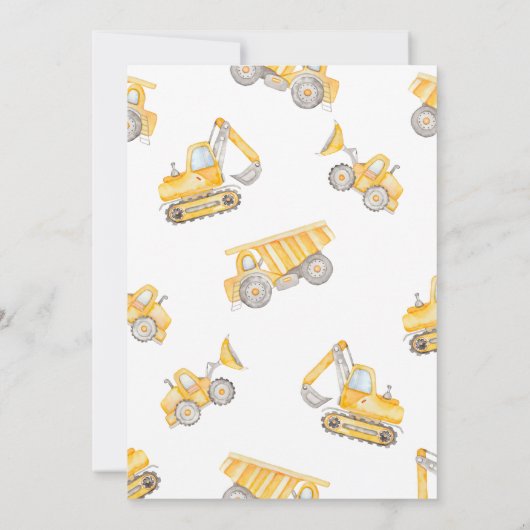 Dump Truck Boy Construction Birthday Einladung (Rückseite)