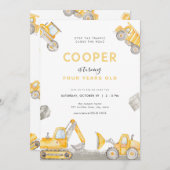 Dump Truck Boy Construction Birthday Einladung (Vorne/Hinten)