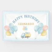 Dump Truck Boy First Happy Birthday Party  Banner (Horizontal)