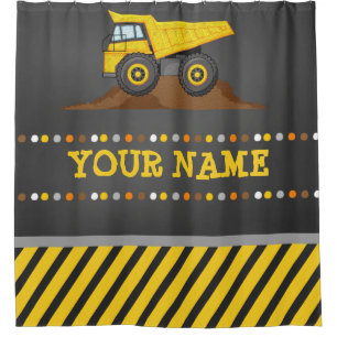 Dump Truck Boys Badezimmer Duschvorhang mit Namen