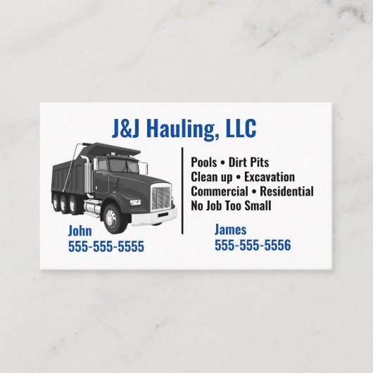 Dump Truck Business Card Visitenkarte (Vorderseite)
