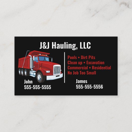 Dump Truck Business Card Visitenkarte (Vorderseite)
