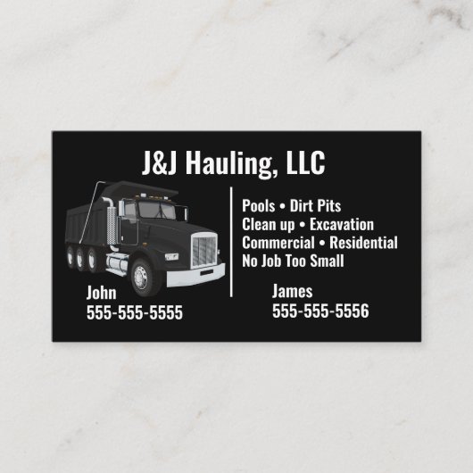 Dump Truck Business Card Visitenkarte (Vorderseite)