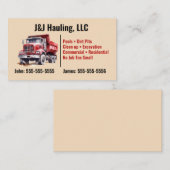 Dump Truck Business Card Visitenkarte (Vorne/Hinten)