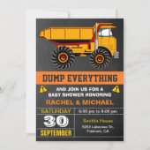 Dump Truck Construction Baby Dusche Einladung (Vorderseite)