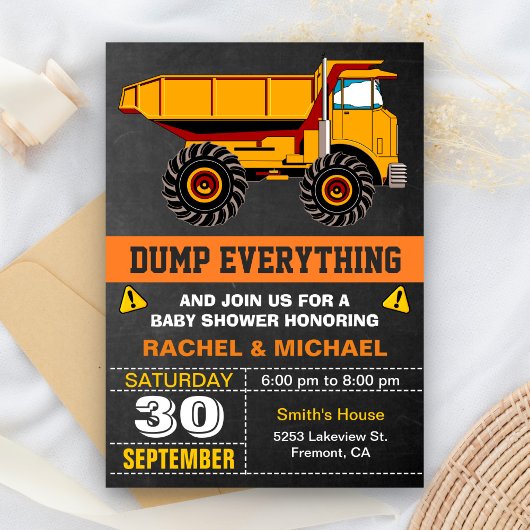 Dump Truck Construction Baby Dusche Einladung