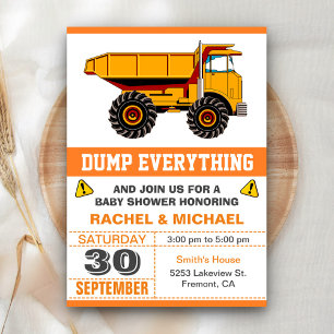 Dump Truck Construction Baby Dusche Einladung