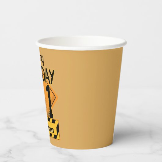 Dump Truck Construction Birthday Cups Pappbecher (Rückseite)