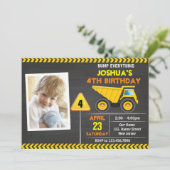 Dump Truck Construction Einladung zum Geburtstag (Stehend Vorderseite)