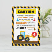 Dump Truck Construction Einladung zum Geburtstag (Stehend Vorderseite)