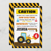 Dump Truck Construction Einladung zum Geburtstag (Vorne/Hinten)