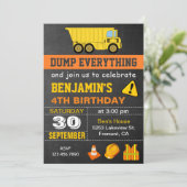 Dump Truck Construction Geburtstagsparty Einladung (Stehend Vorderseite)