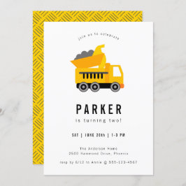 Dump Truck Construction Theme Geburtstag Einladung