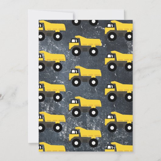 Dump Truck Construction Trucks Geburtstag Einladung (Rückseite)