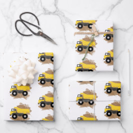 Dump Truck Construction Vehicle Mud Water Color Geschenkpapier Set