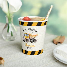 Dump Truck Construction Zone Birthday Ballon Pappbecher