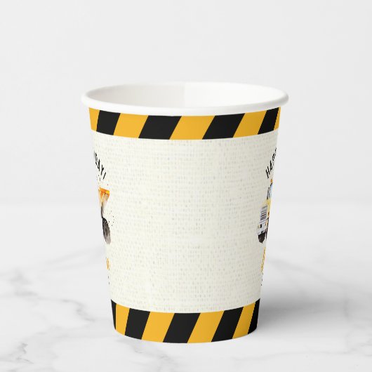 Dump Truck Construction Zone Birthday Ballon Pappbecher (Links)